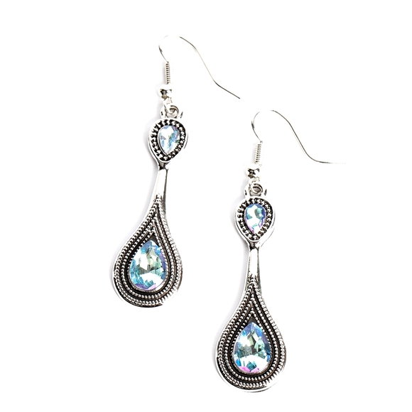 Blue Rhinestone Dangle Earrings - Picture 1 of 2